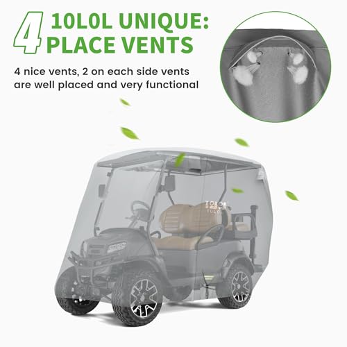 Heavy Duty Golf Cart Cover for 6 Passengers EZGO (Grey / XL-For 4+2 Passengers Cart)