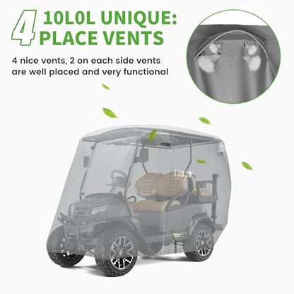 Heavy Duty Golf Cart Cover for 6 Passengers EZGO (Grey / XL-For 4+2 Passengers Cart)