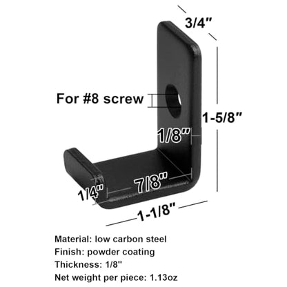10 Pack Mini Black Steel Utility J Hook (7/8")