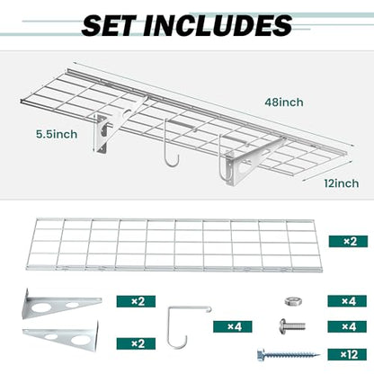 Garage Wall Shelves (White / 48X 12inch)