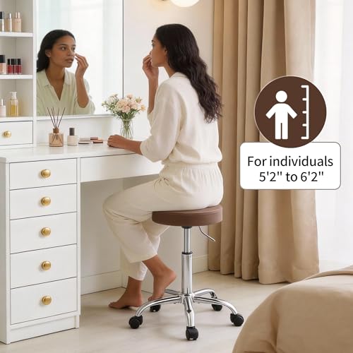 Salon Rolling Chair (Coffee Brown / No Back & Footrest)