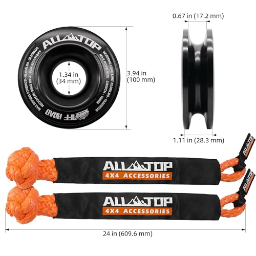 Synthetic Soft Shackle & Recovery Ring Kit (3/4" x 24" Shackles+ Black Ring)