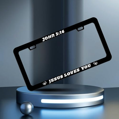 John 3 16 Jesus Loves You License Plate Frame Daisies 6x12 Inch 2 (John 3:16 Jesus Loves You)