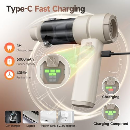 Car Vacuum Handheld Car Vacuum Cleaner Cordless with Brushless Motor (Beige)