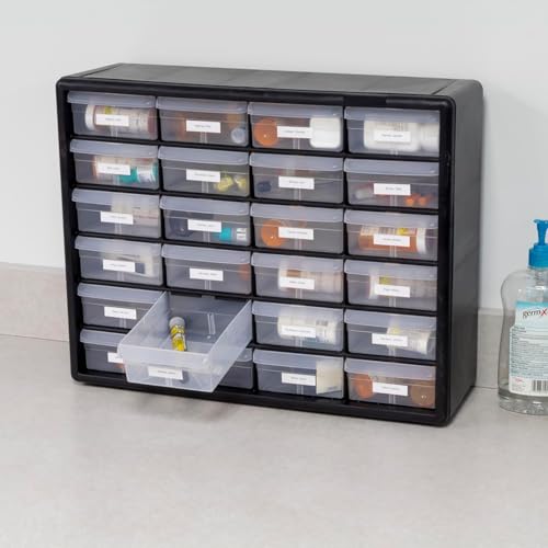 24 Drawer Plastic Storage Cabinet (Black / 24 Drawer / 1 Pack)