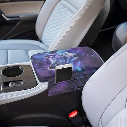 Galaxy Wolf Butterfly Car Center Console Armrest Cover Soft Armrest Cover Lid Non (Galaxy Wolf Butterfly)