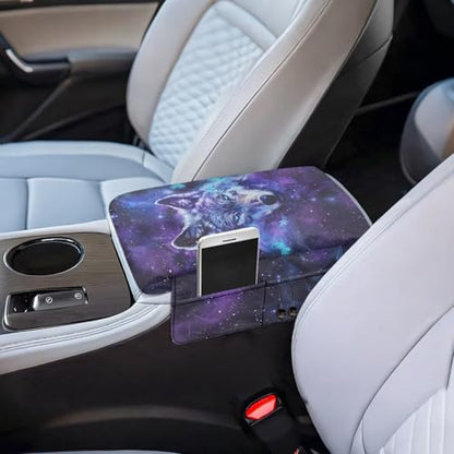 Galaxy Wolf Butterfly Car Center Console Armrest Cover Soft Armrest Cover Lid Non (Galaxy Wolf Butterfly)