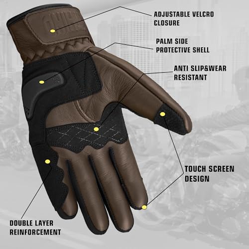 Leather Motorcycle Gloves for Men and Women (X-Large / Perforated)