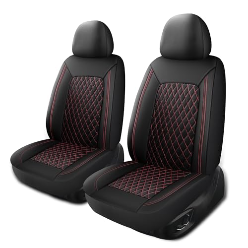 Faux Leather Front Car Seat Covers (N1 Black Redline / Front Seat)