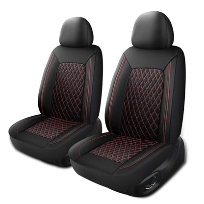 Faux Leather Front Car Seat Covers (N1 Black Redline / Front Seat)