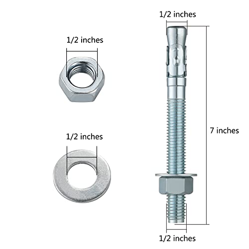 1 2x7" 10Pcs Inch Standard Fasteners for Heavy (1/2x7")