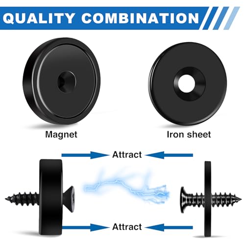 Strong Magnets Heavy Duty Screw On Neodymium 20LBS Magnet 12 Pack (Black / 0.63in)