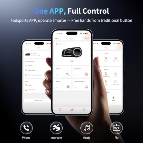 FX7 10 Rider Mesh Motorcycle Bluetooth Intercom with Music Share (FX7 Dual Pack)