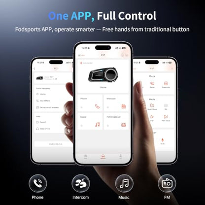 FX7 10 Rider Mesh Motorcycle Bluetooth Intercom with Music Share (FX7 Dual Pack)