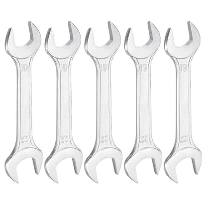 5pcs Double Open End Wrench 19mm x 22mm Metric 15 Degree Offset Angle Small Flat Head Wrench Galvanizing Open Ended Spanner for Automotive Repair Furniture Assembly (19mm x 22mm)