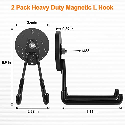 Strong Magnetic Hooks Heavy Duty Large Magnet Garage Storage Hooks (Black)