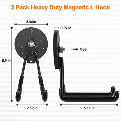 Strong Magnetic Hooks Heavy Duty Large Magnet Garage Storage Hooks (Black)