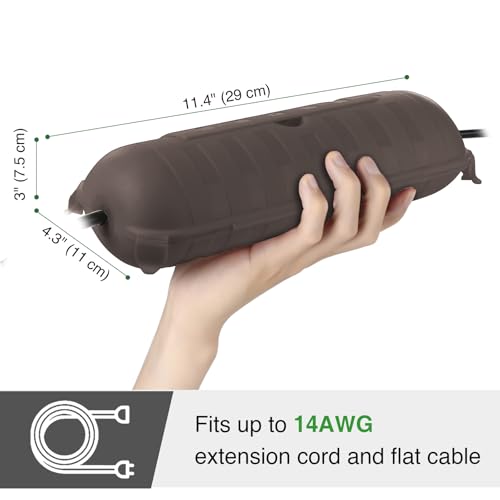 Outdoor Extension Cord Safety Cover (Brown / Medium Box: 9.5" L x 3" W x 2.9" H)