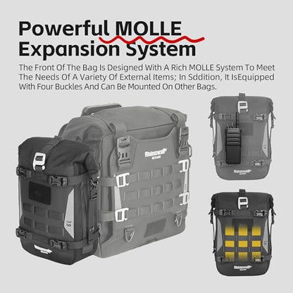 Motorcycle Crash Bar Bag Waterproof 6L Motorcycle Frame Bag Saddle Bag Side Bag with Shoulder Strap (Black 7L)