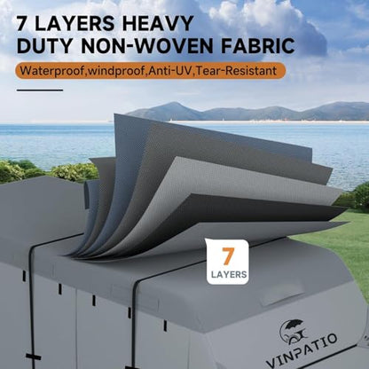 RV Cover 7 Layers Heavy Duty RV & Trailer Cover (Travel Trailer Cover(Grey) / Fits 38-40FT)