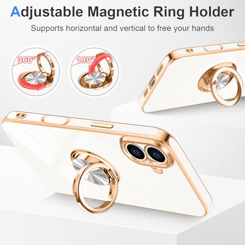 Designed for iPhone 17 Case with Ring Stand Slim White (White / 6.3'' iPhone 17)