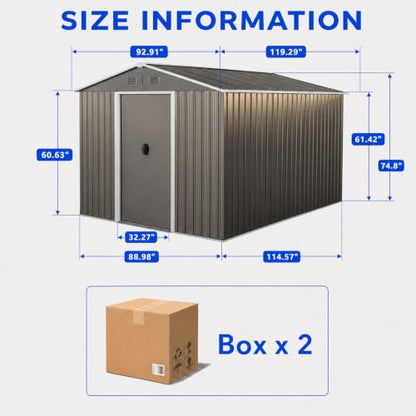 8x10 FT Outdoor Storage Shed (8x10 FT/No Window / Gray)