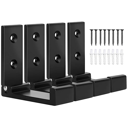 Folding Coat Hooks 4pcs Foldable Hook Wall Mounted for Hanging Coat (Black-4 Pack)