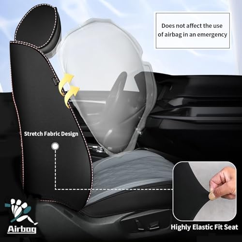 Front Waterproof Leather Seat Covers for Subaru Forester 2007 (067-Black & Grey / 63.Forester-2 Front Seat Covers Only)