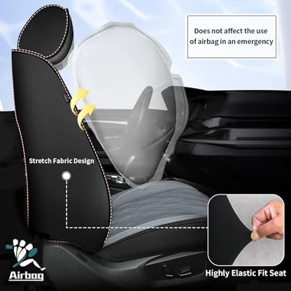 Front Waterproof Leather Seat Covers for Subaru Forester 2007 (067-Black & Grey / 63.Forester-2 Front Seat Covers Only)