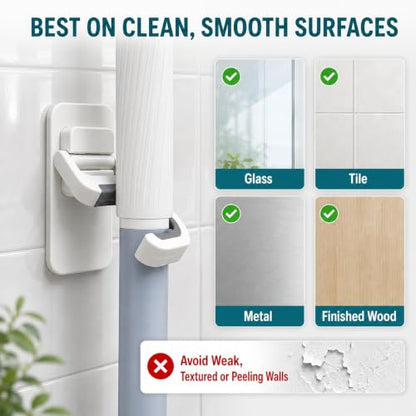 6 Pack Broom and Mop Holder Wall Mount (White)