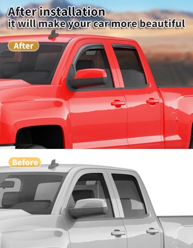 Window Visors Rain Guard for Chevy Silverado (Fit for 2014-2019 Silverado/GMC Sierra Double Cab)