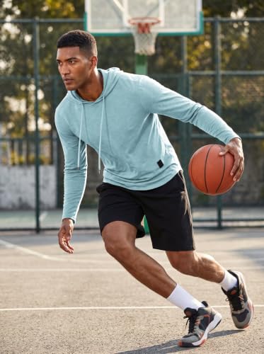 Mens Fashion Athletic Hoodies Sport Sweatshirt Solid Color Fleece Pullover Sky Blue Large (Large / Sky Blue)