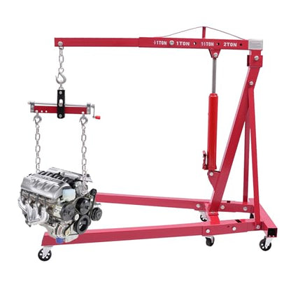 Folding Engine Crane 2 Ton with Engine Leveler (Red-B / 2T-4400lbs)