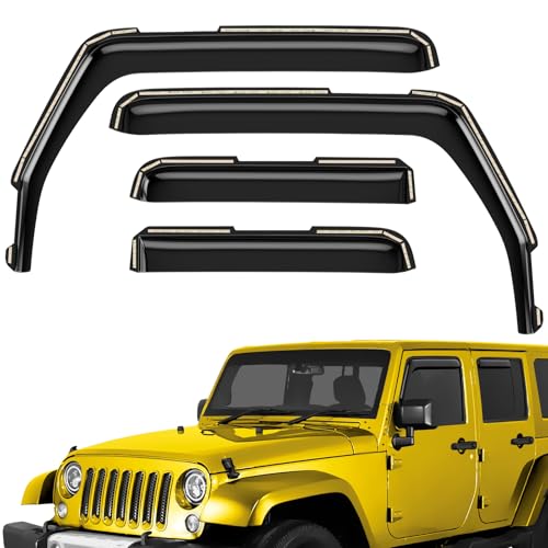 Extra Durable Window Deflectors in (For Jeep Wrangler JK 07-18)