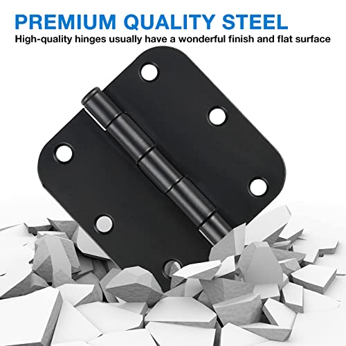 Rounded Door Hinges Matte Black 3.5 Inch for Interior 1 Pack (Matte Black-Rounded / 1 Pack-no squeak)