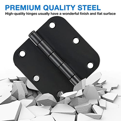 Rounded Door Hinges Matte Black 3.5 Inch for Interior 1 Pack (Matte Black-Rounded / 1 Pack-no squeak)