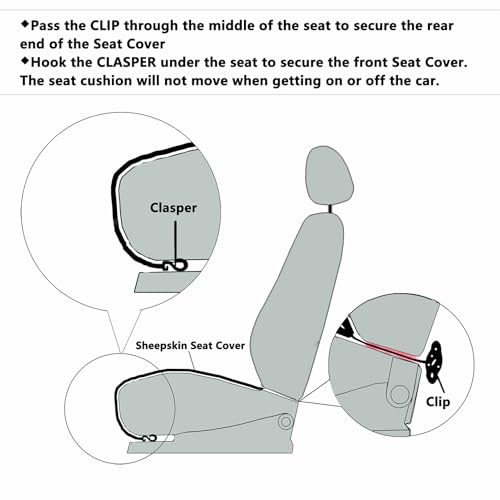 Blue Genuine Sheepskin Car Seat Cover for Fuzzy Fur Wool Cushion (Blue)