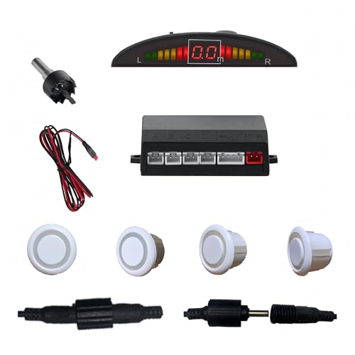 Parking Sensor Kit Backup Sensor Kit Reverse Sensor for Car 5 Color Options for Probes Adjustable Alarm Volume Professional Sensore de Reversa para Carro Safe Driving Assistant （White） (White)