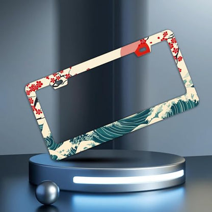 Waves Cherry Blossom License Plate Frames (Waves Cherry Blossom)