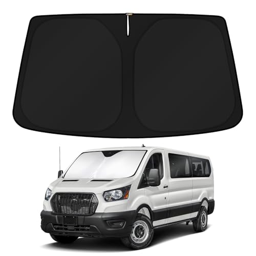 Windshield Sun Shade for 2024 2025 2026 Ford Transit 350 Accessories Custom Fit Sunshade Sun Protector Foldable Blocks UV Rays Keep Cars Cooler (FOR | Ford Transit 350 2024-present)