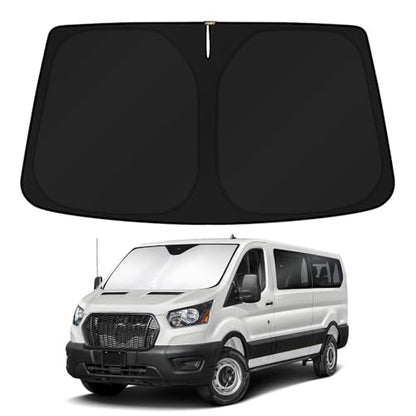 Windshield Sun Shade for 2024 2025 2026 Ford Transit 350 Accessories Custom Fit Sunshade Sun Protector Foldable Blocks UV Rays Keep Cars Cooler (FOR | Ford Transit 350 2024-present)
