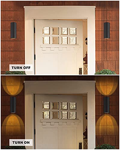 Cylinder Outdoor Wall Sconce Lights (Black 4PK)
