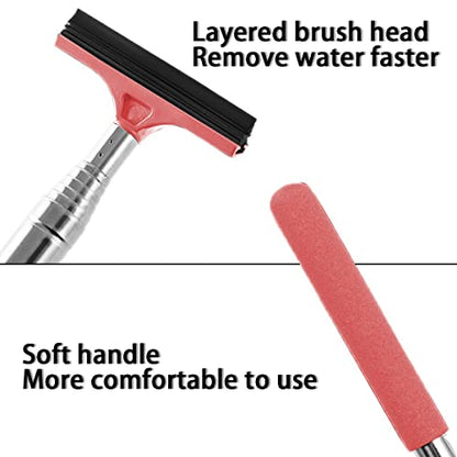 38.6 Inch Telescopic Side Mirror Glass Squeegee (Pink)