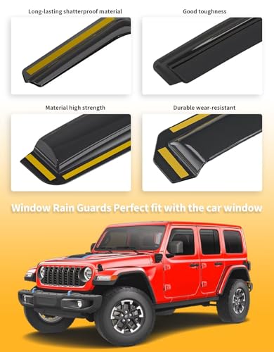 Window Rain Guards for Jeep Wrangler JL 2018 (for 2018-2026 Jeep Wrangler JL/2020-2026 Gladiator)