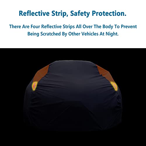 Waterproof All Weather Snowproof UV Protection Windproof Outdoor Full car Cover (A5-Fit Sedan Length 194-206 inch / Orange)