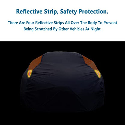 Waterproof Car Cover All Weather Snowproof UV Protection Windproof Outdoor Full car Cover (A6-Fit Sedan Length(207-216 inch） / Orange)
