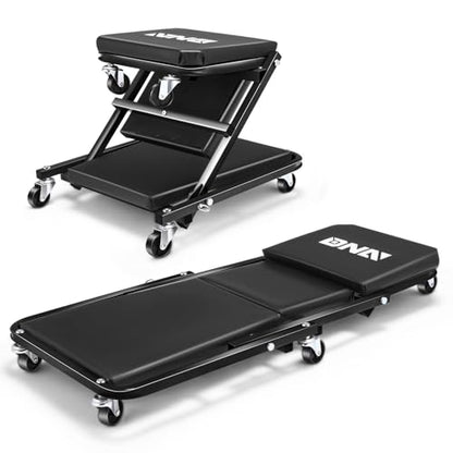 36 Inches Folding 2 in 1 Rolling Z Creeper (Black / 36 Inches)