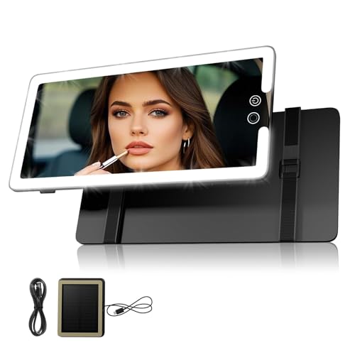 Sun Visor Vanity Mirror (Black / (1pcs-Solar Powered))
