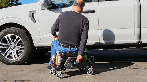 Heavy Duty Utility Rolling Seat Upgraded with Padding (Foam Cushion)