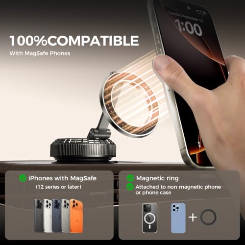 Metal Magnetic Car Phone Holder for Magsafe Phone (Dark Gray)